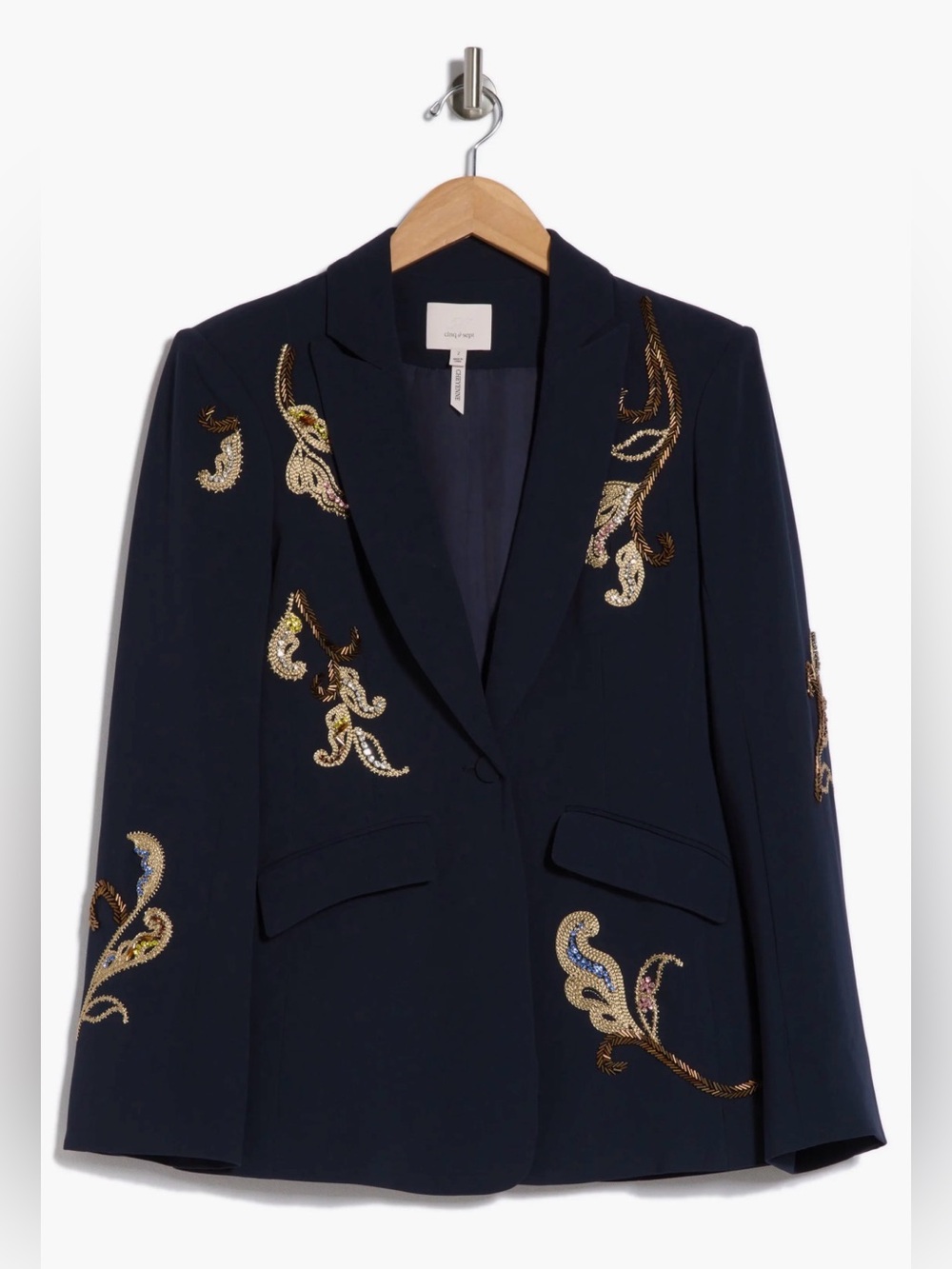NWT Cinq à Sept Cheyenne Paisley Embellished Blazer Navy – Size 6 - Picture 5 of 12